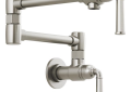 Brizo® 62874LF-SS Rook® Pot Filler, Commercial/Residential, 4 gpm Flow Rate, Swing Spout, Stainless Steel, 2 Handles, Import