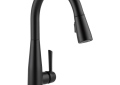 DELTA® 9113-BL-DST Essa® Kitchen Faucet, 1.8 gpm Flow Rate, Matte Black, 1 Handles, 1 Faucet Holes, Function: Traditional, Domestic, Commercial