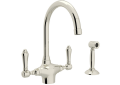 ROHL A1676LMWSPN-2 San Julio Single Hole C-Spout Kitchen Faucet with Sidespray - Polished Nickel