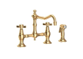 Newport Brass 945-1-03N Kitchen Bridge Faucet with Side Spray - Uncoated Polished Brass
