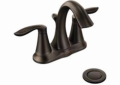 Moen® 6410ORB Eva® Centerset Bathroom Faucet, Oil Rubbed Bronze, 2 Handles, Metal Pop-Up Drain, 1.5 gpm Flow Rate