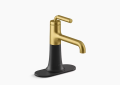 Kohler K-27415-4K-BMB Tone(TM) Single-Handle Bathroom Sink Faucet, 1.0 GPM - Matte Black w/Moderne Brass