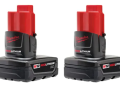 Milwaukee 48-11-2412 Package of 2 M12 REDLITHIUM XC High Capacity 12 Volt 3.0 AmpHour Lithium-Ion Rechargeable Batteries