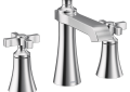 Moen® TS6985 Widespread Bathroom Faucet, Flara™, Commercial, 1.2 gpm Flow Rate, 4-3/4 in H Spout, 8 to 16 in Center, Polished Chrome, 2 Handles, Lift Rod Drain, Domestic