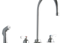 Elkay® LK801GN08L2 Food Service Faucet, 1.5 gpm Flow Rate, 8 in Center, Gooseneck Spout, Polished Chrome, 2 Handles