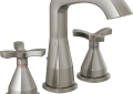 DELTA® 357766-SSMPU-DST Widespread Lavatory Faucet, Stryke™, 1.2 gpm Flow Rate, 5-3/8 in H Spout, 4 to 16 in Center, Brilliance® Stainless Steel, 2 Handles, Metal Pop-Up Drain