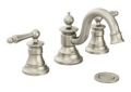 Moen® TS418BN Weymouth™ Widespread Bathroom Faucet, 1.2 to 1.5 gpm Flow Rate, 3-7/32 in H Spout, 8 to 16 in Center, Brushed Nickel, 2 Handles, Pop-Up Drain, Domestic
