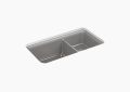 Kohler K-8204-CM4 Cairn(R) 33-1/2" x 18-5/16" x 10-1/8" Neoroc(R) Undermount Double-Bowl Large/Medium Kitchen Sink with Rack - Matte Grey