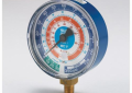 Yellow Jacket® Flutterless™ 49137 Dry Manifold Gauge, 0 to 800 psi, 3-1/8 in ga, Brass, Red, Domestic
