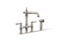 Kohler® 76520-4-VS Artifacts® Bridge Sink Faucet, 1.5 gpm Flow Rate, 8 in Center, Swivel Spout, Vibrant® Stainless Steel, 2 Handles