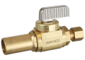 Dahl 521-23L-30 1/2 inch Street x 1/4 inch OD Compression 1/4-Turn Straight Stop Valve - Rough Brass