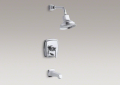 Kohler T16233-4-CP Rite-Temp(R) Bath and Shower Faucet, Lever Handle
