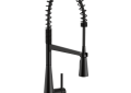 Moen® 5925BL Sleek™ Pre-Rinse Spring Pulldown Kitchen Faucet, 1.5 gpm Flow Rate, Matte Black, 1 Handles, 1 or 3 Faucet Holes, Function: Traditional, Import