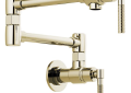 Brizo® 62843LF-PN Litze® Pot Filler, Commercial/Residential, 4 gpm Flow Rate, Swing Spout, Polished Nickel, 2 Handles, Import