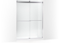 Kohler® 702430-L-SHP 702430-L Levity Sliding Shower Door, Frameless Frame, Crystal Clear Tempered Glass, Bright Polished Silver, 3/8 in THK Glass, 75-5/8 in H Opening, 56-5/8 to 59-5/8 in Opening Wid