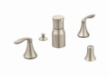Moen® T5220BN Eva® Widespread Bidet Faucet, 8 to 16 in Center, Brushed Nickel, 2 Handles, Pop-Up Drain, Import