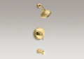 Kohler T395-4-PB Rite-Temp(R) Pressure-Balancing Bath and Shower Faucet, Lever Handle