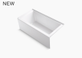 Kohler K-1956-RA-0 60 inch x 30 inch Underscore Alcove Bath Tub with Right-Hand Drain - White