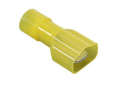 IDEAL® 83-9931 Fully Insulated Vinyl Male Disconnect Terminal, 12 to 10 AWG Conductor, 0.25 x 0.32 in Tab, Shouldered Barrel, Brass/Nylon, Yellow