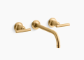 Kohler K-T14414-4-2MB Purist(R) Wall-Mount Bathroom Sink Faucet Trim with 9", 90-Degree Angle Spout and Lever Handles, Requires Valve - Vibrant Brushed Moderne Brass