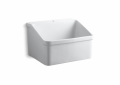 Kohler® 12793-0 Hollister™ Utility Sink With Single Faucet Hole, Rectangle Shape, 1 Faucet Holes, 28 in W x 22 in D x 17-1/2 in H, Wall Mount, Vitreous China, White