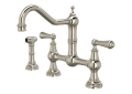 ROHL U.4756L-PN-2 Edwardian Bridge Kitchen Faucet with Sidespray - Polished Nickel