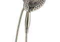 DELTA® 58569-SS25-PK In2ition® 2-in-1 Shower Head and Hand Shower Combo, 6-13/16 and 3-11/16 in Dia, 2.5 gpm Flow Rate, 60 to 82 in L Hose, Brilliance® Stainless Steel, Import