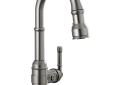 DELTA® 9990-KS-DST Broderick™ Pulldown Bar/Prep Faucet, 1.8 gpm Flow Rate, Black/Stainless Steel, 1 Handles, 1 Faucet Holes, Function: Traditional, Domestic, Commercial/Residential