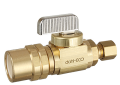 Dahl 521-46-30 1/2 inch Female CPVC x 1/4 inch OD Compression 1/4-Turn Straight Stop Valve - Rough Brass
