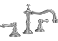 Jaclo® 7830-T679-AB Roaring 20's Widespread Bathroom Faucet, 1.5 gpm Flow Rate, 3-1/8 in H Spout, Antique Brass, 2 Handles, Pop-Up Drain
