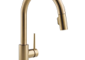 DELTA® 9159-CZ-DST Trinsic® Kitchen Faucet, 1.8 gpm Flow Rate, Champagne Bronze, 1 Handles, 1/3 Faucet Holes, Function: Traditional, Domestic, Commercial