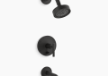 Kohler K-T14420-4-BL Purist(R) Rite-Temp(R) Bath and Shower Trim Kit with Push-Button Diverter and Lever Handle, 2.5 GPM - Matte Black