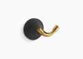 Kohler K-27427-BMB Tone(TM) Robe Hook - Matte Black with Moderne Brass