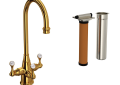 Perrin & Rowe U.KIT1220LS-ULB-2 Food Prep Faucet Single Hole, Georgian Era, Unlacquered Brass, 3 Handles, 1.5 gpm Flow Rate