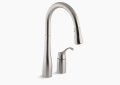 Kohler K-647-VS Simplice Single Handle Kitchen Faucet with Pull-Down Spray - Vibrant Stainless