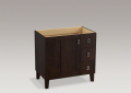 Kohler 99533-LGR-1WB Poplin TM 36" Vanity with Furniture Legs, 1 Door and 3 Drawers on Right