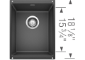 Blanco 513424 PRECIS™ SILGRANIT® II Medium Composite Sink, Anthracite, Rectangle Shape, 12.6 in L x 15-3/4 in W x 7-1/2 in D Bowl, 13-3/4 in L x 18 in W, Under Mount, Granite
