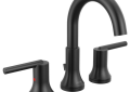 DELTA® 3559-BLMPU-DST Trinsic® Widespread Lavatory Faucet, 1.2 gpm Flow Rate, 7-3/4 in H Spout, 4 to 16 in Center, Matte Black, 2 Handles, Metal Pop-Up Drain, Domestic