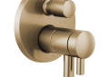Brizo® T75675-GL TempAssure® Thermostatic Valve With Integrated 6-Function Diverter Trim, 7.2 gpm Valve, Luxe Gold
