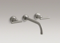Kohler T14414-4-BN Two-Handle Wall-Mount Lavatory Faucet Trim, 9" Spout, Lever Handles