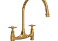 Rohl U.4790X-ULB-2 Georgian Era Bridge Kitchen Faucet - Unlacquered Brass