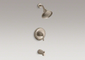 Kohler T395-4-BV Rite-Temp(R) Pressure-Balancing Bath and Shower Faucet, Lever Handle