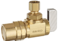 Dahl 621-46-30 1/2 inch Female CPVC x 1/4 inch OD Compression 1/4-Turn Angled Stop Valve - Rough Brass