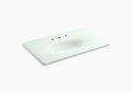 Kohler K-3051-8-FF Iron/Impressions(R) 37" Vanity-Top Bathroom Sink with 8"Widespread Faucet Holes - Sea Salt