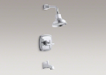 Kohler T16225-3-CP Bath and Shower Faucet Cross Handle