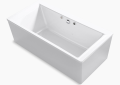 Kohler K-1958-GHW-0 Stargaze(R) 72" x 36-1/4" Freestanding Heated BubbleMassage(TM) Air Bath with Bask(R) Heated Surface and Straight Shroud - White