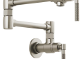 Brizo® 62843LF-SS Litze® Pot Filler, Commercial/Residential, 4 gpm Flow Rate, Swing Spout, Stainless Steel, 2 Handles, Import