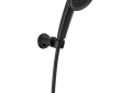 DELTA® 55386-BL Wall Mount Universal Handshower, 4-1/8 in Dia 3 Shower Head, 1.75 gpm Flow Rate, 60 to 82 in L Hose, Matte Black, Import