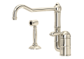 ROHL A360811LMWSPN2 Acqui Single Hole Column Spout Kitchen Faucet with Sidespray & Extended Spout - Polished Nickel