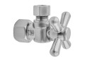 Jaclo® 616-PCH 1/4 Turn Angle Pattern Contemporary/Modern Supply Ball Valve With Standard Cross Handle, 1/2 x 3/8 in Nominal, IPS x Compression End Style, Solid Brass Body, Polished Chrome, Domestic